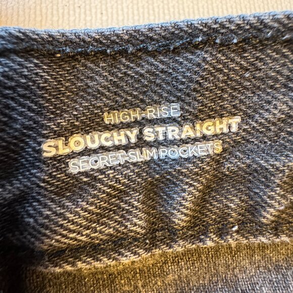 Old Navy Jeans Size 8 Black Button Fly High Rise Slouchy Straight  Distressed - Picture 11 of 12